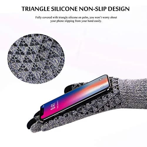 TRENDOUX Winter Gloves Touch Screen Knit Warm Unisex Texting Gloves Light Gray L | Grips Steering Wheel thumbnail 4