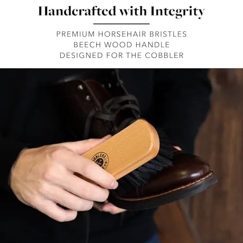 Cobbler's Choice Horsehair Shoe Brush - Premium Shoe Shine & Polish Brush for Leather, Tan (1-Pack) thumbnail 4