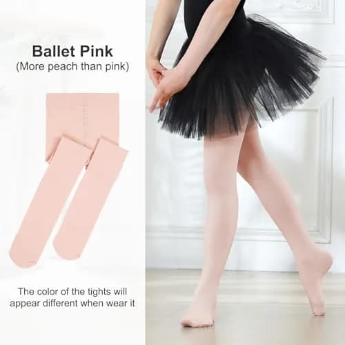 DIPUG Girls Ballet Tights Size 5-8 Years | Soft, Durable & Breathable Pink Footed Dancewear thumbnail 2