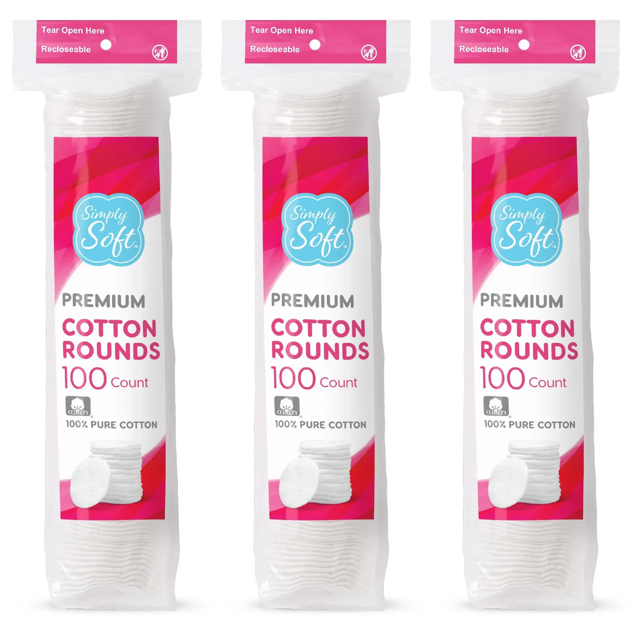 Simply Soft Cotton Rounds 300 Count | 4-Layer, Absorbent, Lint-Free for Makeup & Skincare