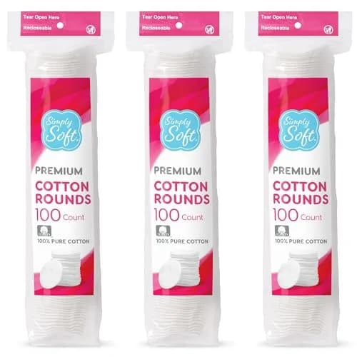 Simply Soft Cotton Rounds 300 Count | 4-Layer, Absorbent, Lint-Free for Makeup & Skincare thumbnail 1