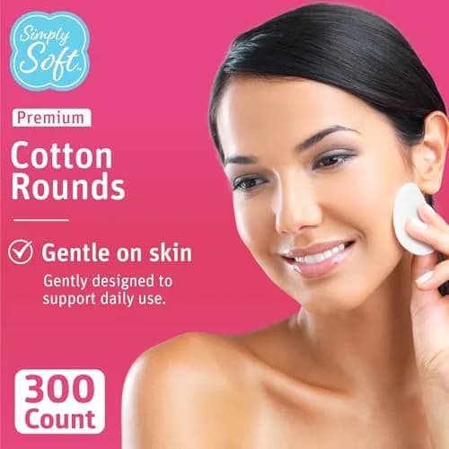 Simply Soft Cotton Rounds 300 Count | 4-Layer, Absorbent, Lint-Free for Makeup & Skincare thumbnail 2