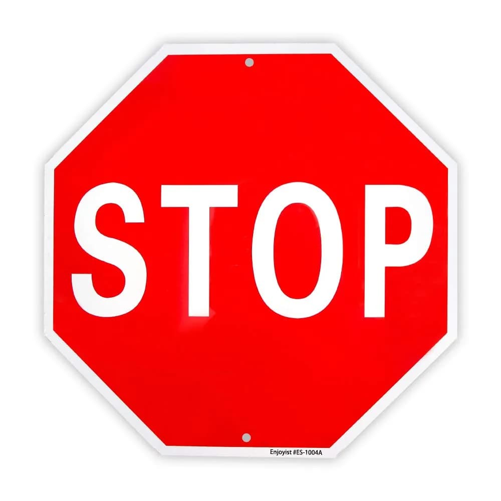 Enjoyist Stop Sign 12" x 12" (30cm x 30cm) 40 Mil Rust-Free Aluminum | Reflective UV Protected Weatherproof Warning Sign