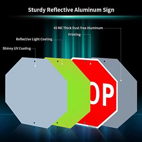 Enjoyist Stop Sign 12" x 12" (30cm x 30cm) 40 Mil Rust-Free Aluminum | Reflective UV Protected Weatherproof Warning Sign thumbnail 3