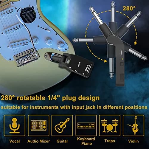 Getaria GWS-8 Wireless Guitar System Transmitter Receiver Set | 2.4GHz Uncompressed Signal, 100ft Range, Rechargeable thumbnail 3