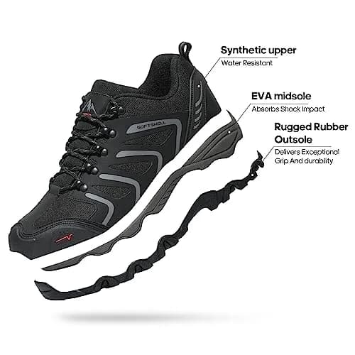 NORTIV 8 Men's Waterproof Hiking Shoes Low Top Black/Dark/Grey 23.6cm (9.3in) thumbnail 4