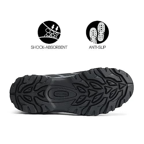 NORTIV 8 Men's Waterproof Hiking Shoes Low Top Black/Dark/Grey 23.6cm (9.3in) thumbnail 6