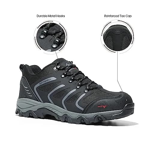 NORTIV 8 Men's Waterproof Hiking Shoes Low Top Black/Dark/Grey 23.6cm (9.3in) thumbnail 8