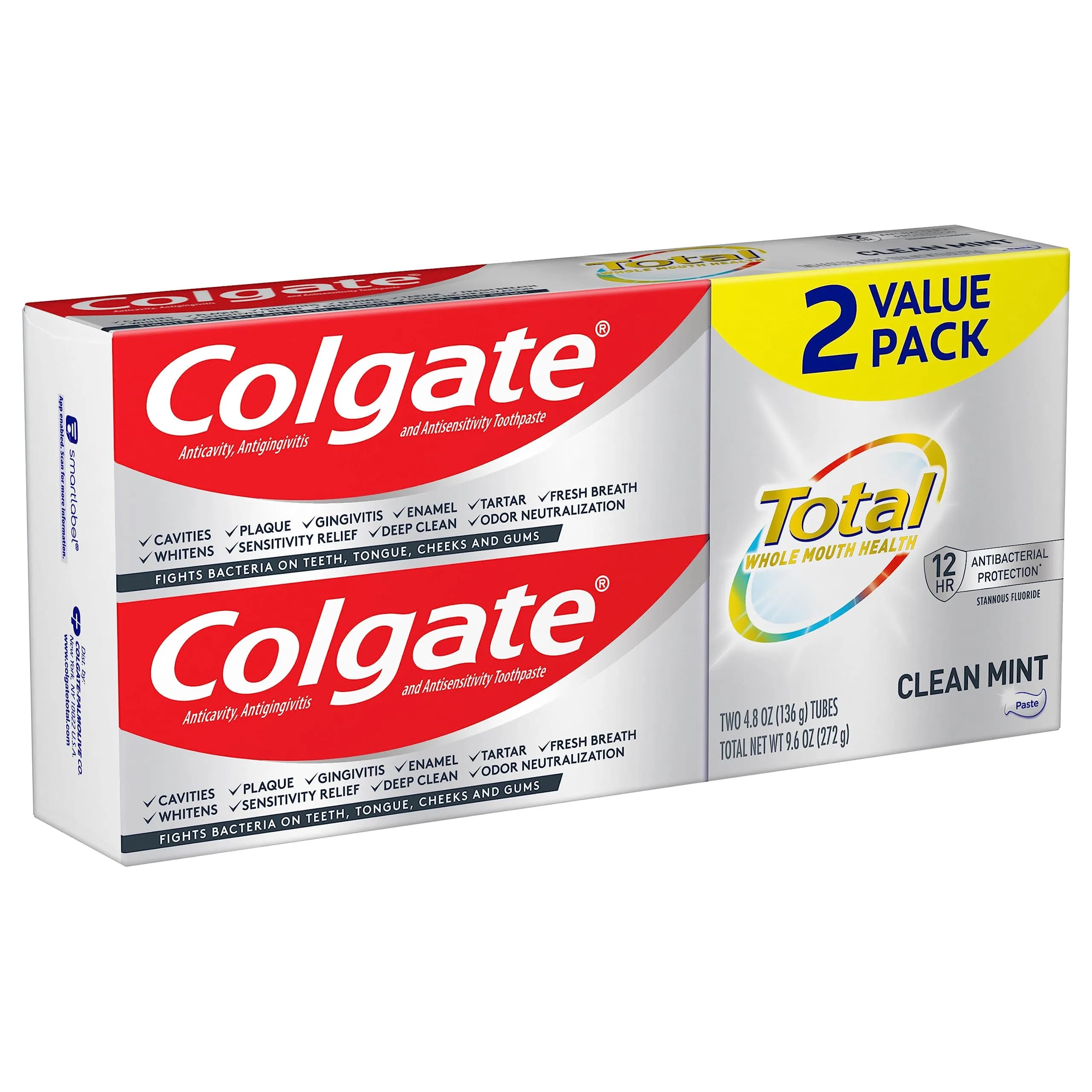Colgate Total Clean Mint Toothpaste 215g (7.27oz x 2) | Whole Mouth Health with Stannous Fluoride - view 9