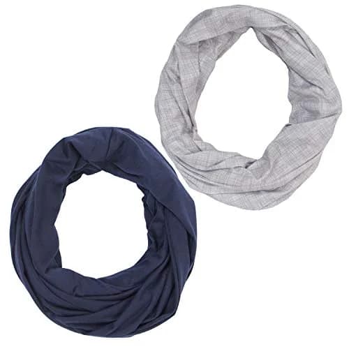 LK Baby Nursing Scarf for Breastfeeding Privacy Cover - 2 Pack Grey & Blue | Breathable Jersey Fabric thumbnail 5