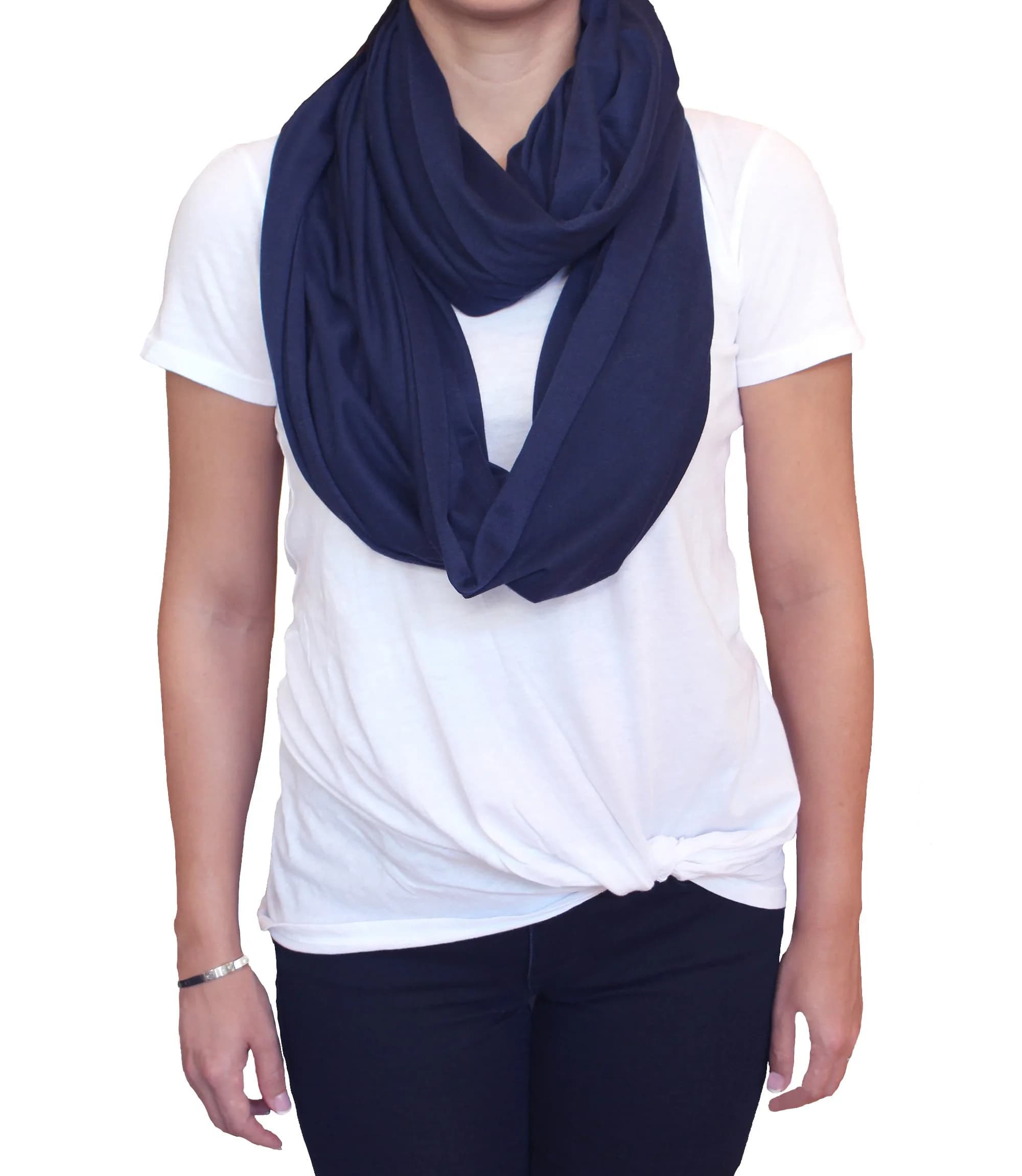 LK Baby Nursing Scarf for Breastfeeding Privacy Cover - 2 Pack Grey & Blue | Breathable Jersey Fabric - view 6