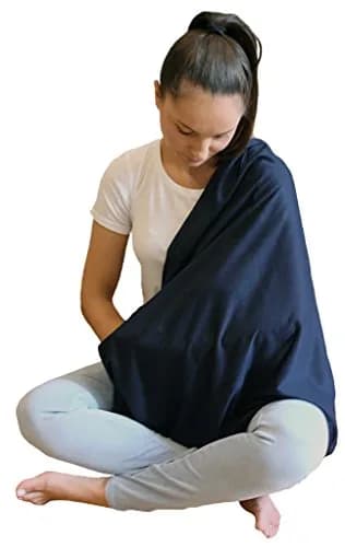 LK Baby Nursing Scarf for Breastfeeding Privacy Cover - 2 Pack Grey & Blue | Breathable Jersey Fabric thumbnail 2