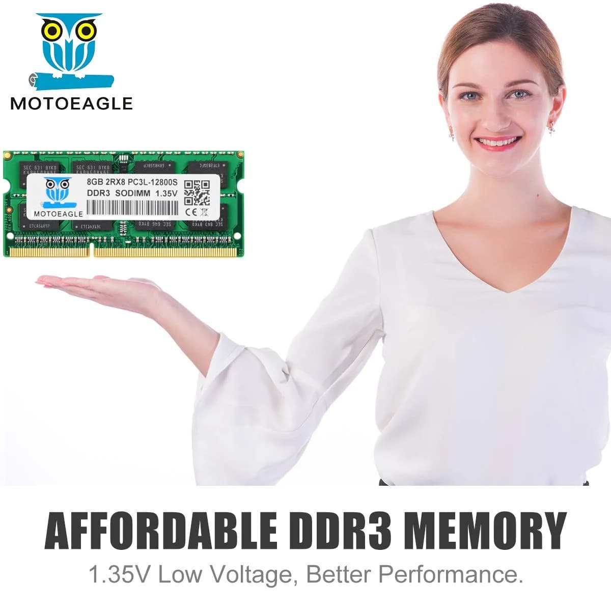 motoeagle 8GB DDR3L 1600 MHz SODIMM Laptop Memory | 2Rx8 PC3L 12800S 1.35V 204-Pin - view 7