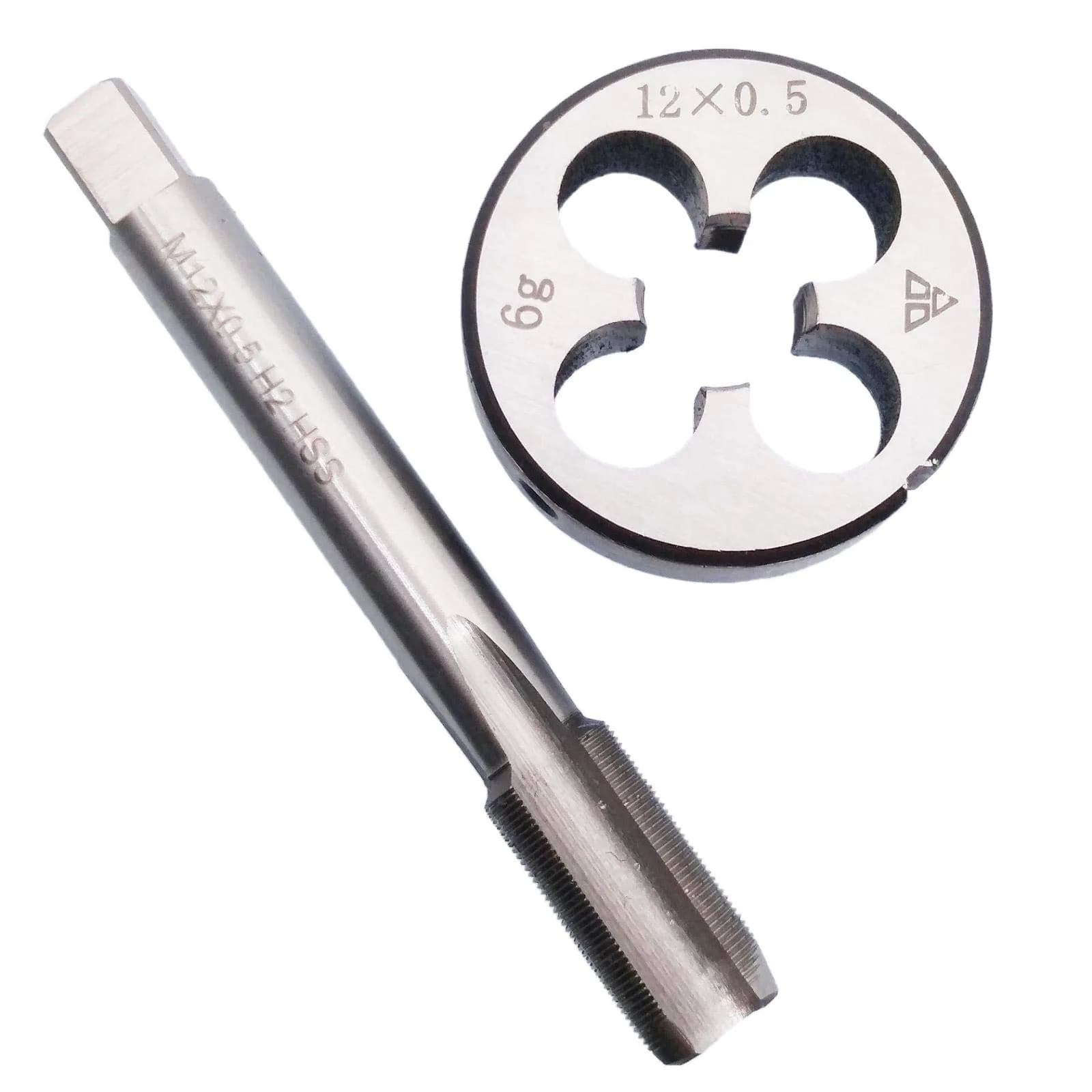 Yodaoke HSS M12 x 0.5mm Threading Die & Tap Set | Metric Right Hand, 80mm Tap & 38mm Die Diameter (110c)