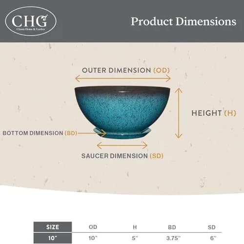 Classic Home & Garden GROWSCAPE Rosie Planter Bowl, 10” Earth | Weather-Resistant Resin with Drainage thumbnail 5