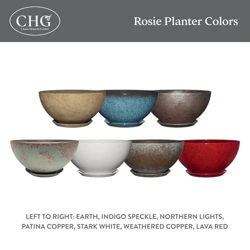 Classic Home & Garden GROWSCAPE Rosie Planter Bowl, 10” Earth | Weather-Resistant Resin with Drainage thumbnail 6