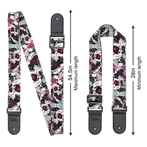 BestSounds Skull Guitar Strap & Leather Ends | Adjustable 85-150cm | Comfortable & Durable thumbnail 2