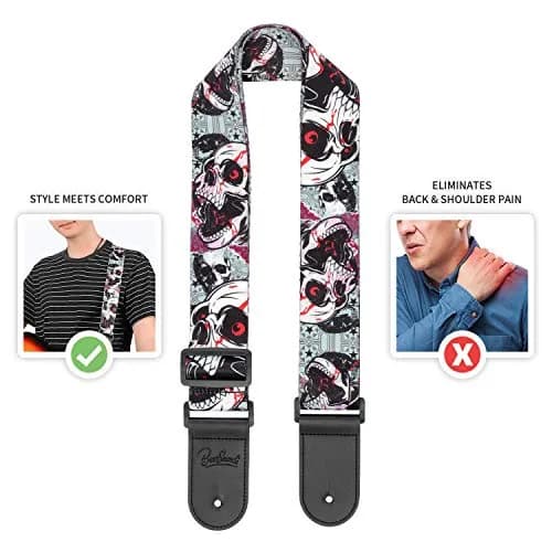 BestSounds Skull Guitar Strap & Leather Ends | Adjustable 85-150cm | Comfortable & Durable thumbnail 3