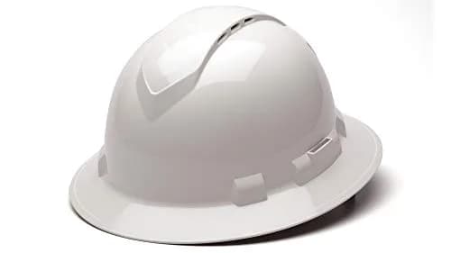 Ridgeline Full Brim Vented Hard Hat with 4-Point Ratchet Suspension, White | ANSI Z89.1 Type I Class C thumbnail 1
