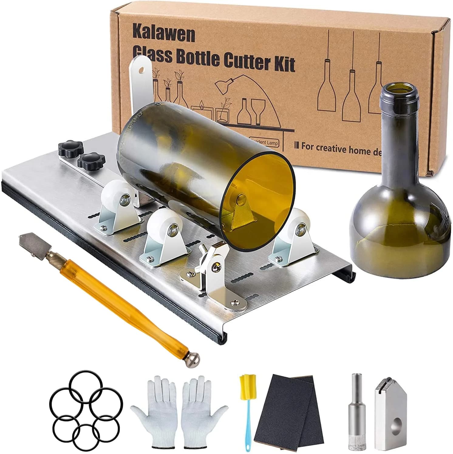 Kalawen Glass Bottle Cutter Kit for DIY Projects | Cuts Wine, Beer, Liquor, Whiskey, Alcohol, Champagne Bottles (Black, 35cm L x 15cm W x 7cm H) - main product image