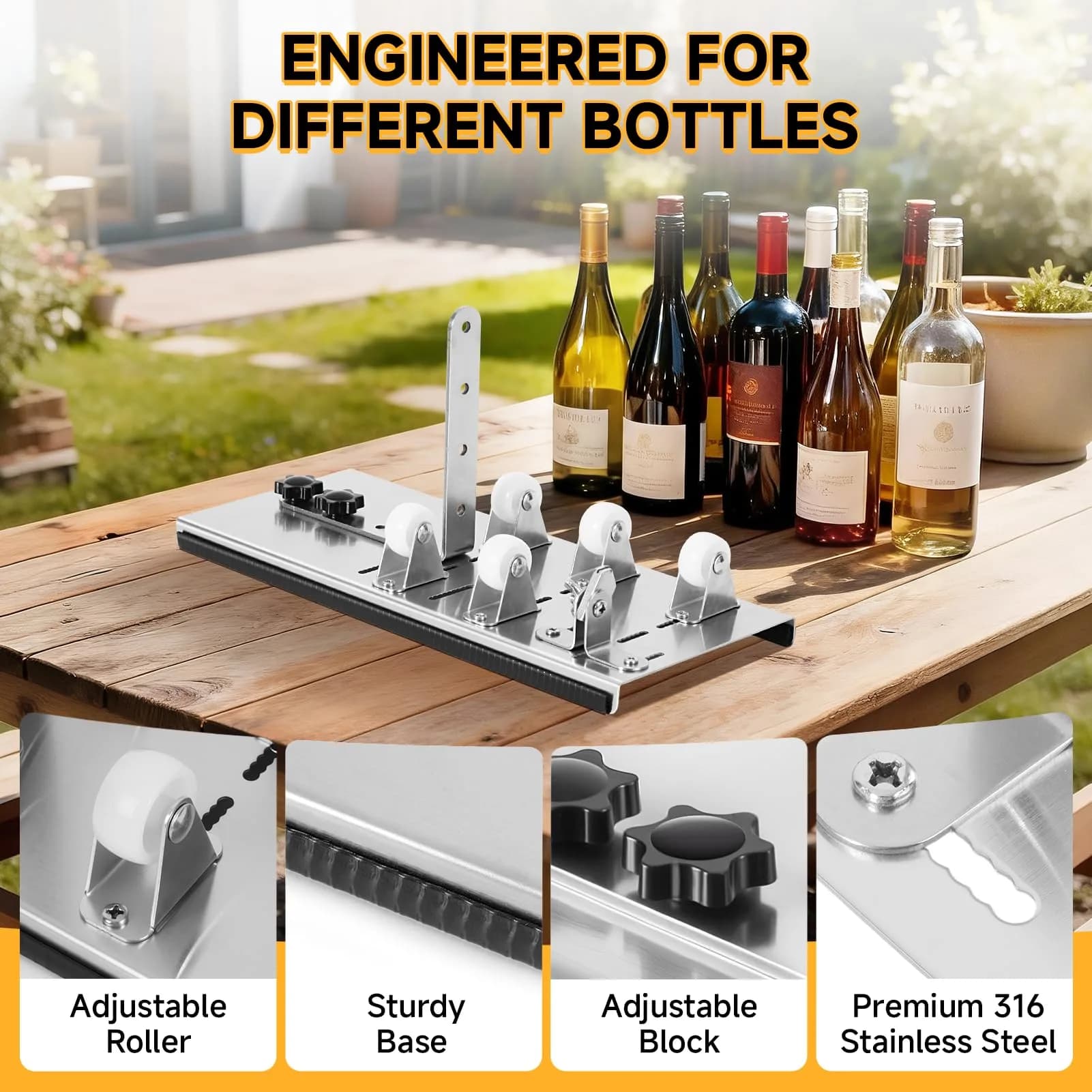 Kalawen Glass Bottle Cutter Kit for DIY Projects | Cuts Wine, Beer, Liquor, Whiskey, Alcohol, Champagne Bottles (Black, 35cm L x 15cm W x 7cm H) - view 5