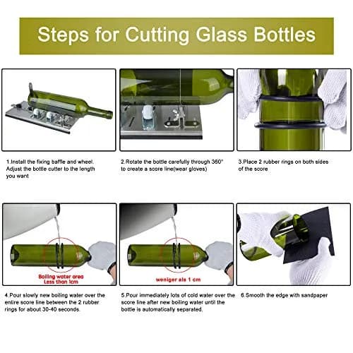 Kalawen Glass Bottle Cutter Kit for DIY Projects | Cuts Wine, Beer, Liquor, Whiskey, Alcohol, Champagne Bottles (Black, 35cm L x 15cm W x 7cm H) thumbnail 7