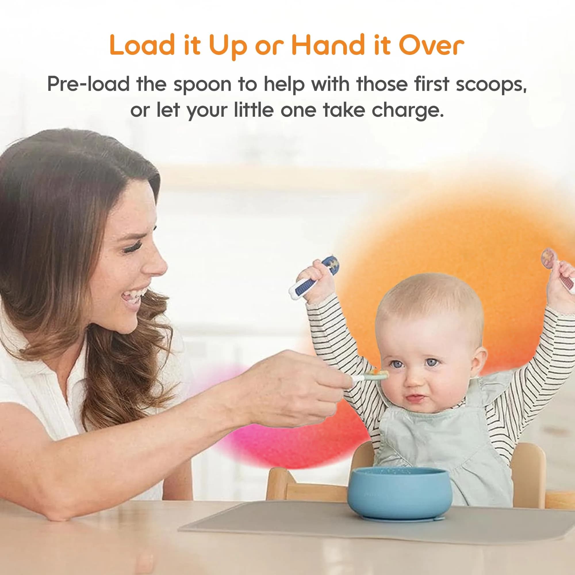 NumNum Baby Spoons Set, GOOtensils Pre-Spoon & Spoon for 6-18 Months | Easy Self-Feeding & Baby Led Weaning (2-Pack, Gray/Green) - view 6