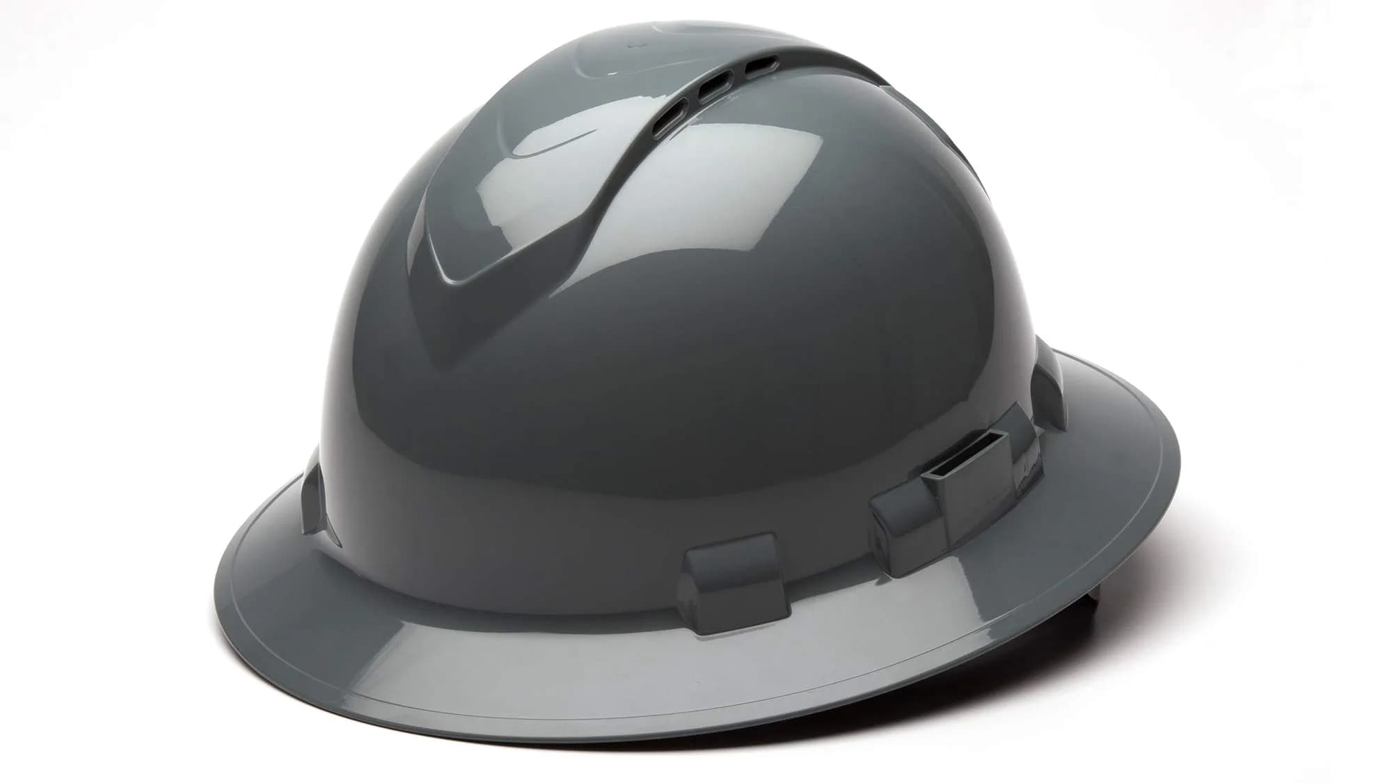 Ridgeline Full Brim Hard Hat 4 Point Ratchet Slate Gray | Vented Construction Helmet with ANSI Z89.1 Type I Class C