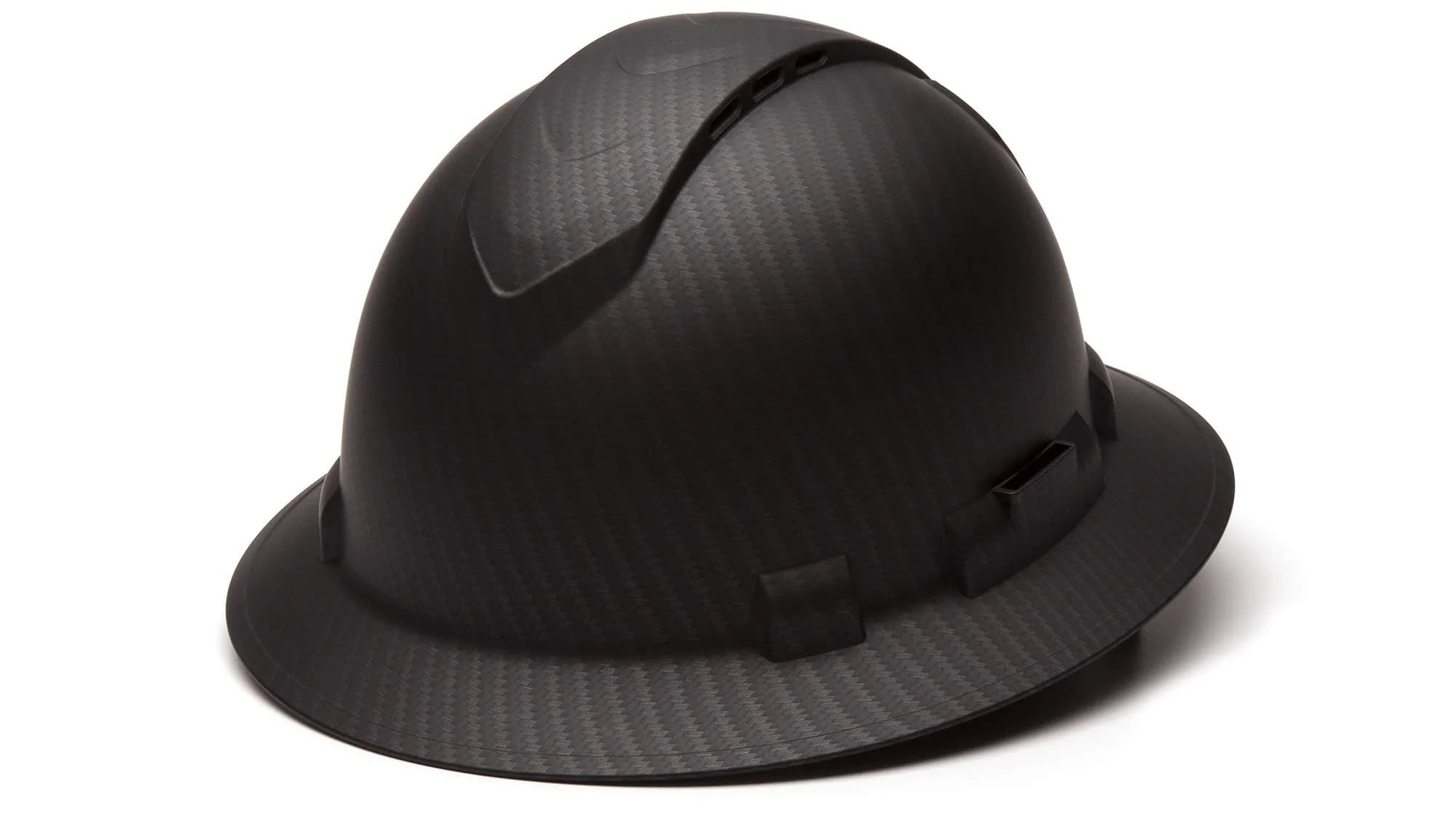 Ridgeline Matte Black Graphite Pattern Full Brim Vented Hard Hat with 4-Point Ratchet Suspension (25.4 cm L x 22.9 cm W x 17.8 cm H)