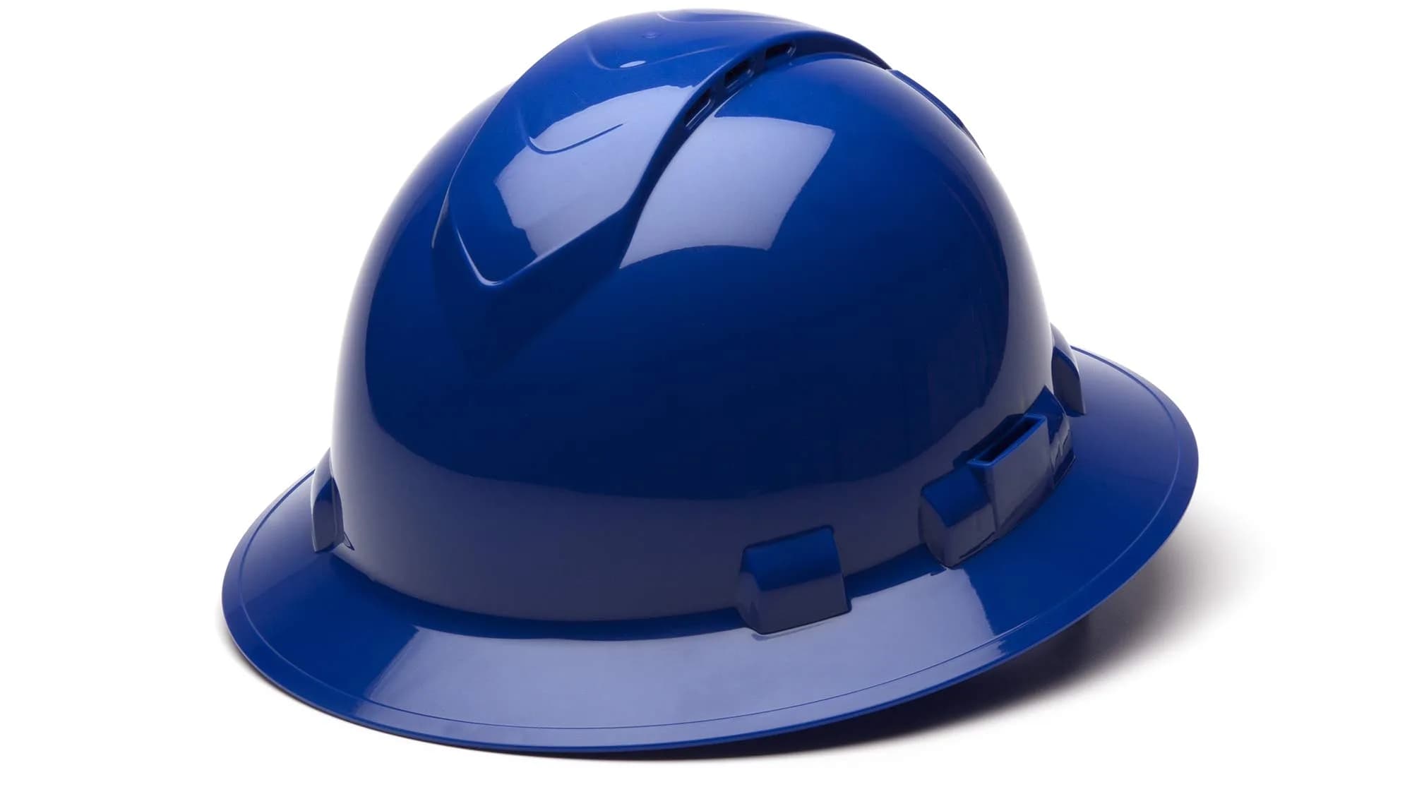 Ridgeline Blue Full Brim Vented Hard Hat with 4-Point Ratchet Suspension | ANSI Z89.1 Type 1 Class C - main product image
