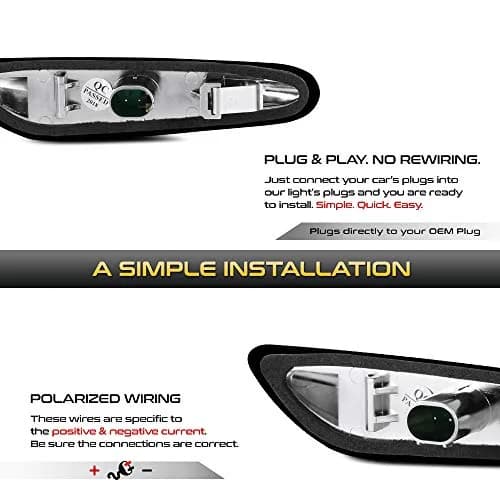 VIPMOTOZ Dark Smoked Lens Full LED Side Marker Light for BMW E82 E88 E90 E91 E92 E93 E60 E61 E83 | Bright, Plug & Play thumbnail 4