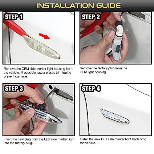 VIPMOTOZ Dark Smoked Lens Full LED Side Marker Light for BMW E82 E88 E90 E91 E92 E93 E60 E61 E83 | Bright, Plug & Play thumbnail 6