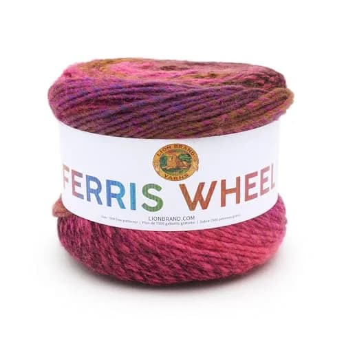 Lion Brand Yarn Muticolor Ferris Wheel Yarn Pink Marmalade | Self-Striping Acrylic for Knitting & Crocheting thumbnail 1
