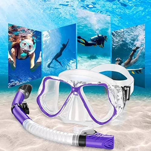 Greatever Snorkeling Gear for Adults Kids | Panoramic Anti-Fog Dry Snorkel Mask Set thumbnail 7