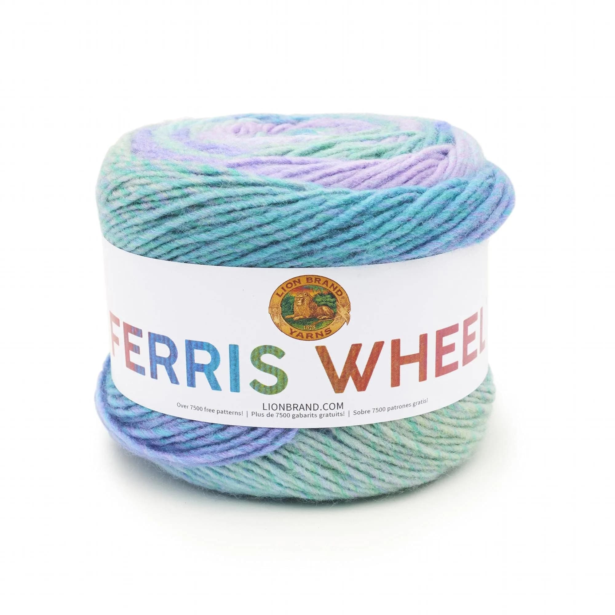 Lion Brand Yarn Muticolor Ferris Wheel Yarn Cotton Candy | Self-Striping, Medium #4 Worsted, 270 yd - main product image