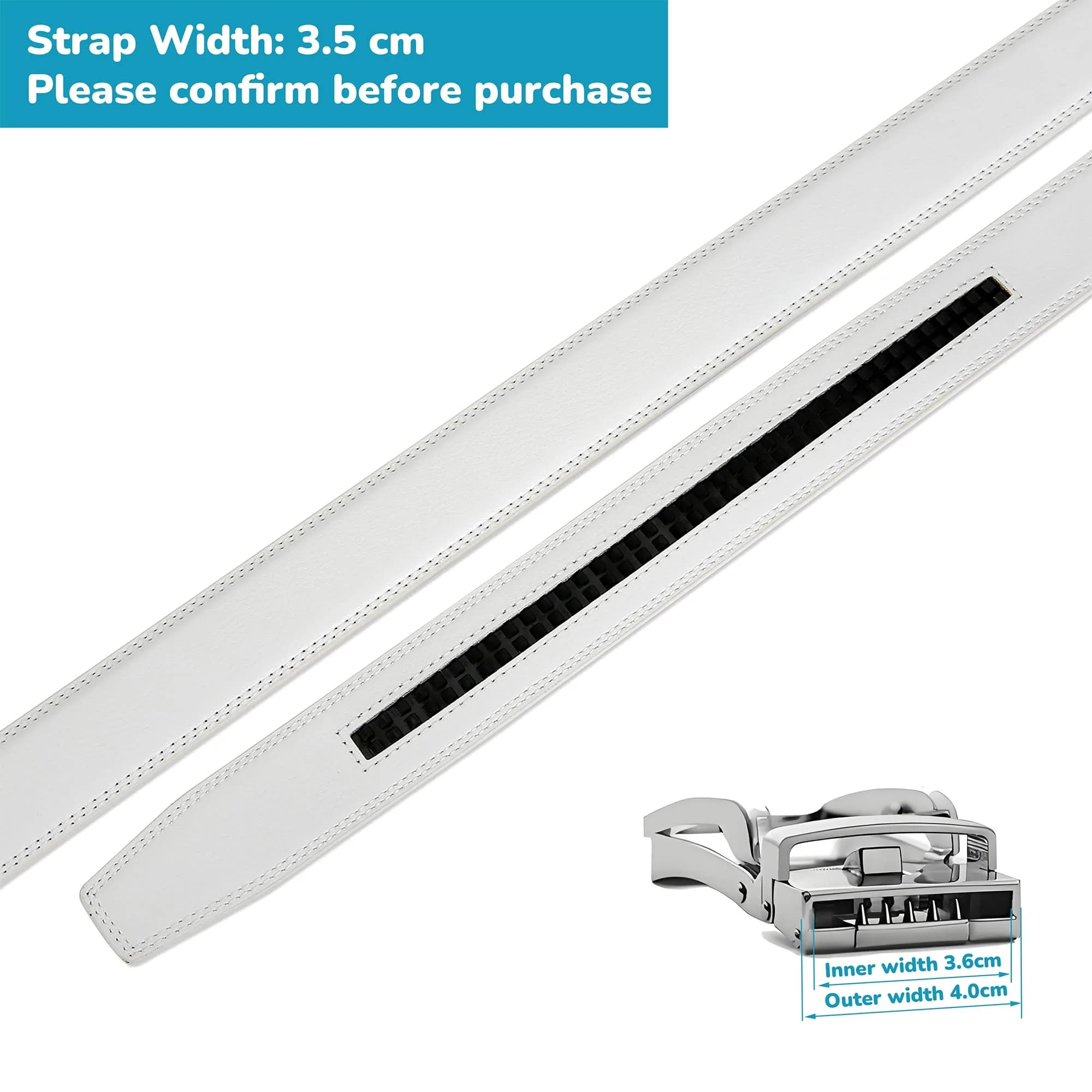 Nelbons 35mm/1 3/8" Men's Ratchet Belt Strap | Fits 40mm Buckles, Leather, Adjustable thumbnail 3