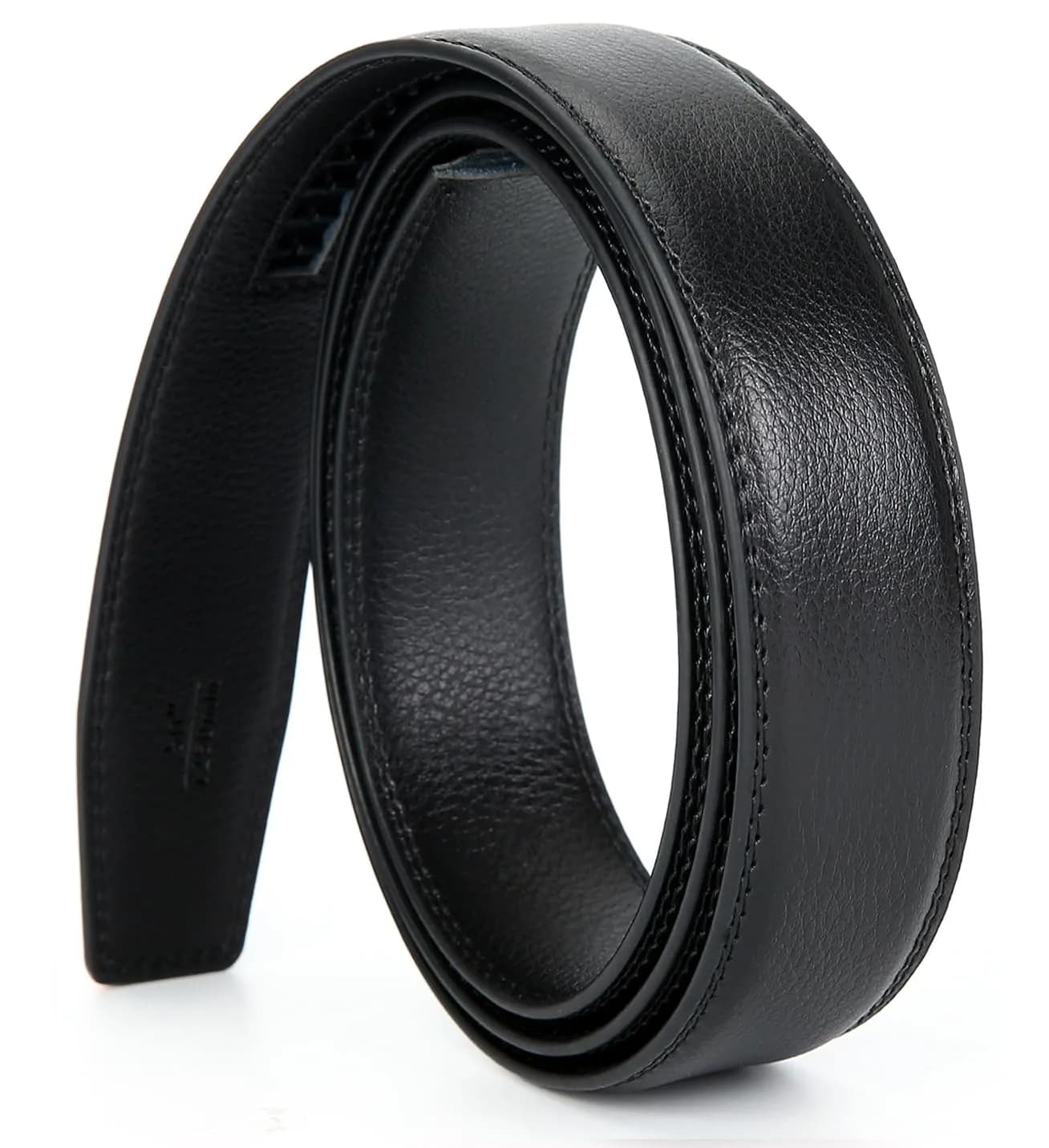 Nelbons Men's 3.5cm Ratchet Belt Strap, Adjustable Waist 130cm (44") | Genuine Leather Replacement Belt for 40mm Buckles — A-black02