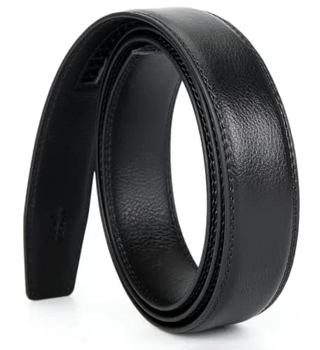 Nelbons Men's 3.5cm Ratchet Belt Strap, Adjustable Waist 130cm (44") | Genuine Leather Replacement Belt for 40mm Buckles thumbnail 1