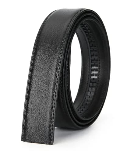 Nelbons Men's 3.5cm Ratchet Belt Strap, Adjustable Waist 130cm (44") | Genuine Leather Replacement Belt for 40mm Buckles thumbnail 2