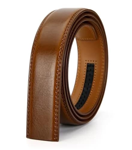 Nelbons Men's Ratchet Belt Strap Only 35mm (1.38") | Brown Genuine Leather, Cut-to-Fit Strap for 40mm Buckles thumbnail 2