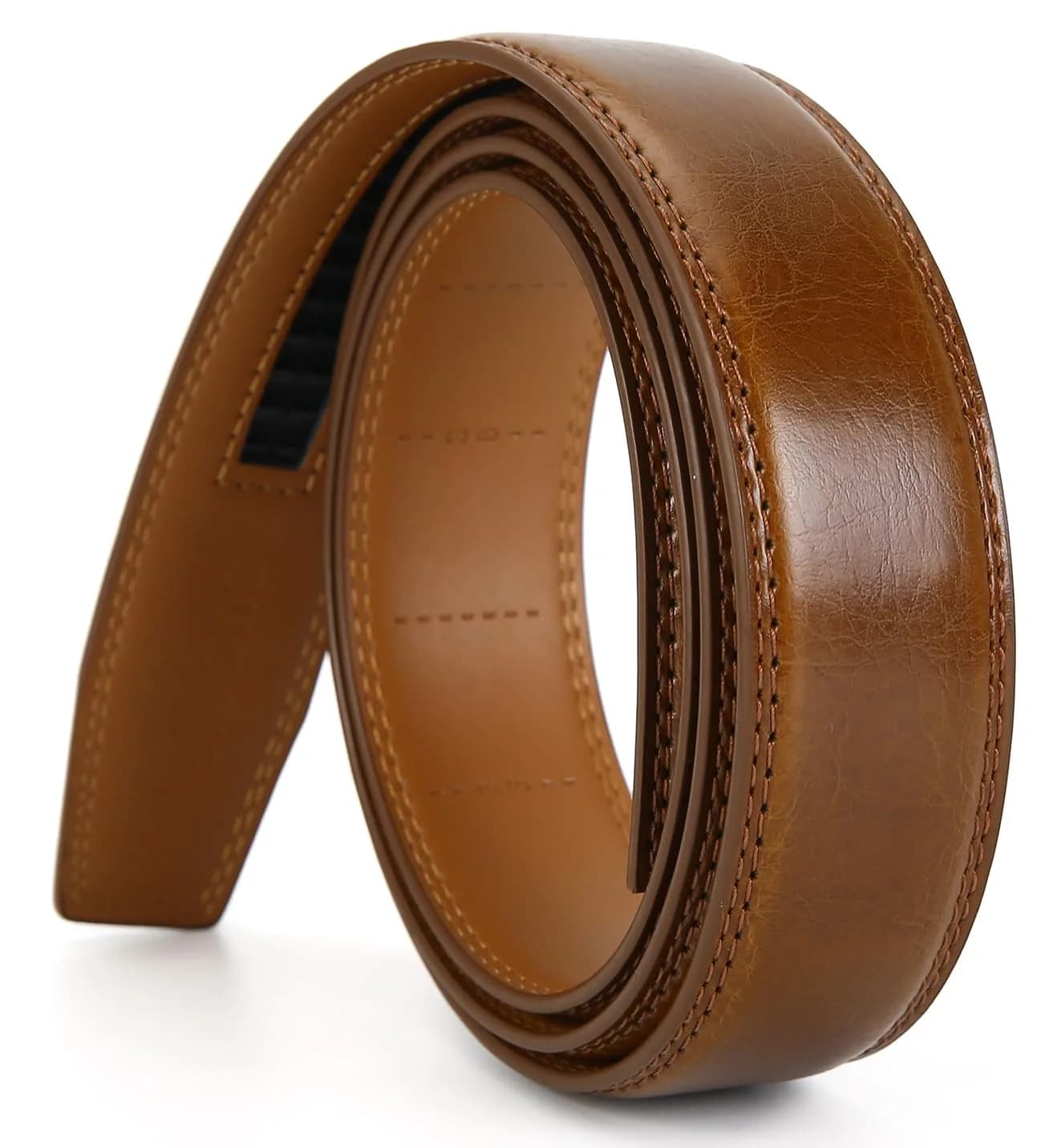 Nelbons Men's Ratchet Belt Strap Only 35mm (1.38") | Brown Genuine Leather, Cut-to-Fit Strap for 40mm Buckles - main product image