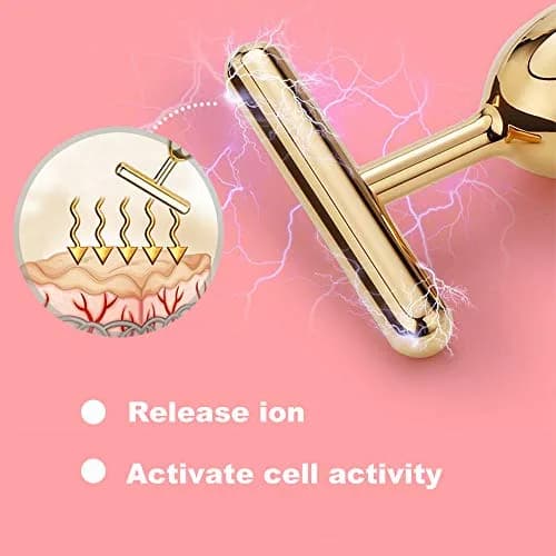 Yeamon 2-in-1 Electric Face Massager Roller & T-Shape Wand | Gold thumbnail 3
