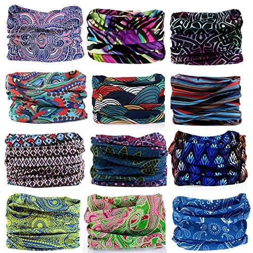 KALILY 12PCS Microfiber Neck Gaiter Headband Bandana 25cm (9.8in) x 48cm (18.9in) | Versatile Headwear for All Seasons thumbnail 1