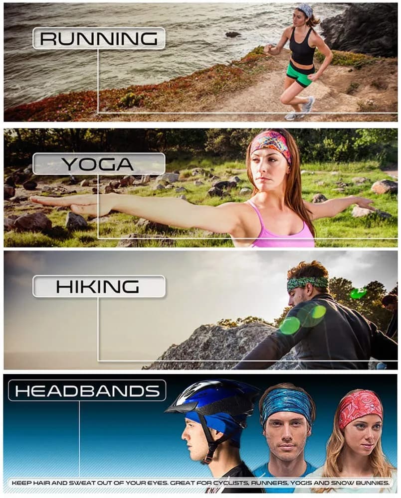 KALILY 9PCS Headband Bandana 25cm x 48cm | Versatile Sports Headwear for All Seasons - view 3