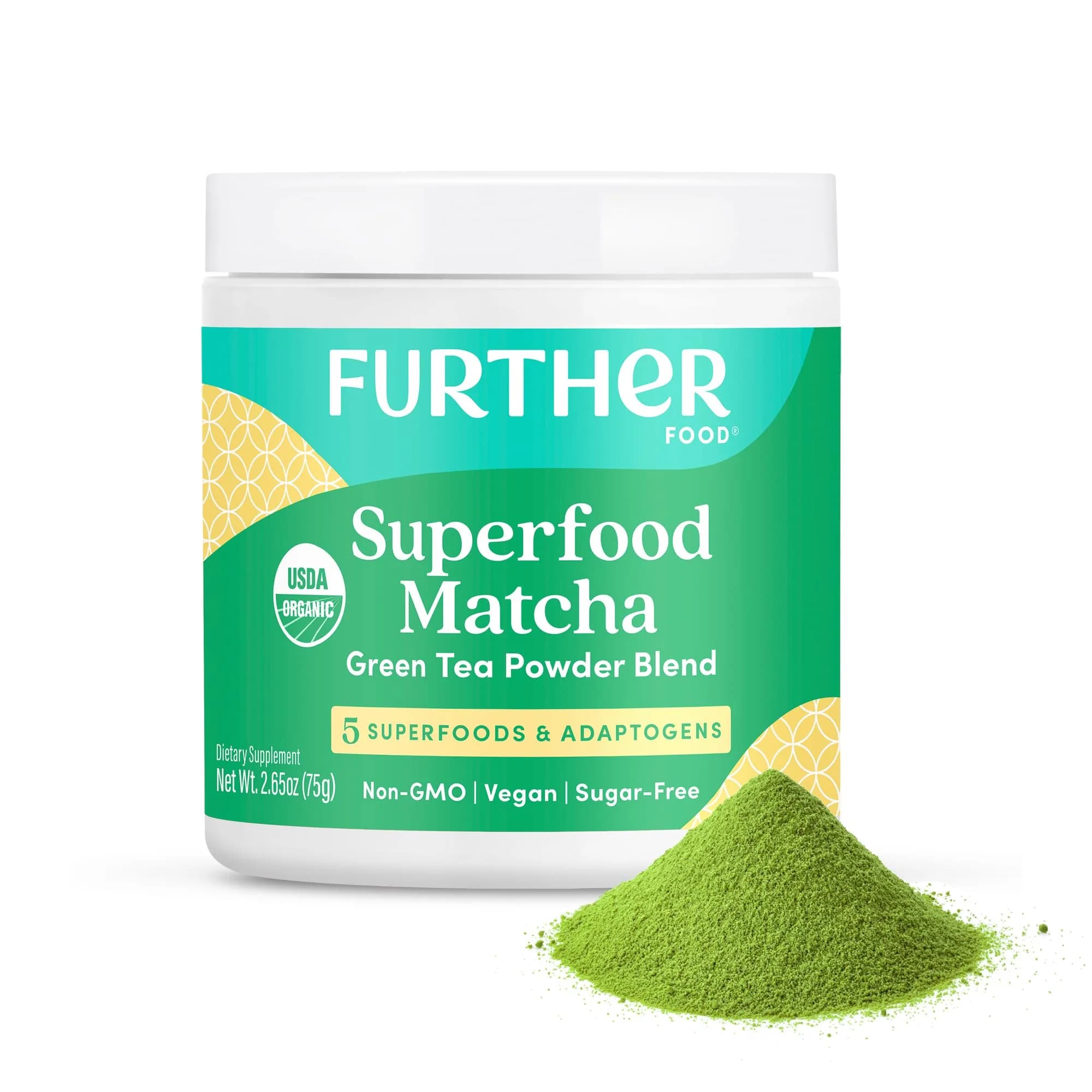 Further Food Superfood Matcha Powder, USDA Organic Japanese Matcha | Natural Energy + Focus + Immune Support (2.65 Oz) — Green