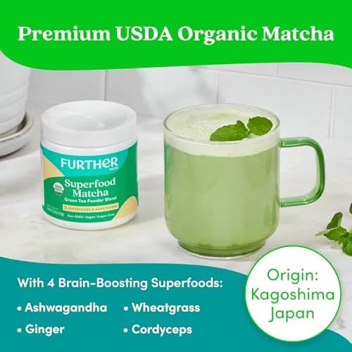 Further Food Superfood Matcha Powder, USDA Organic Japanese Matcha | Natural Energy + Focus + Immune Support (2.65 Oz) thumbnail 3