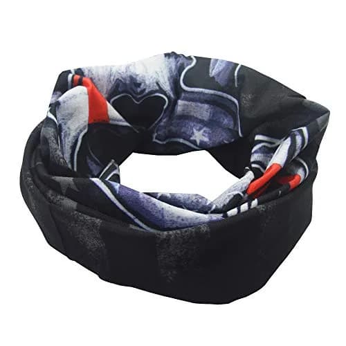 Obacle Skull Face Mask - Flag One Red Line Flag Skull Design, Seamless 3D Tube Bandana for Dust, Wind & UV Protection - view 4