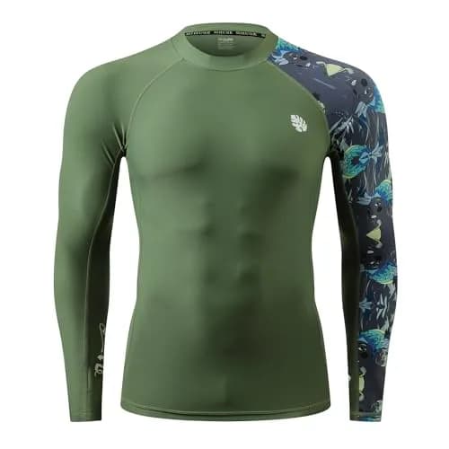 HUGE SPORTS Men's Long Sleeve Rash Guard UPF 50+ Sun Protection Swim Shirt | UV & Moisture Wicking, 80% Polyester 20% Elastane, Medium thumbnail 2