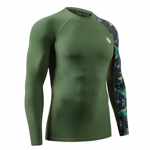 HUGE SPORTS Men's Long Sleeve Rash Guard UPF 50+ Sun Protection Swim Shirt | UV & Moisture Wicking, 80% Polyester 20% Elastane, Medium thumbnail 3