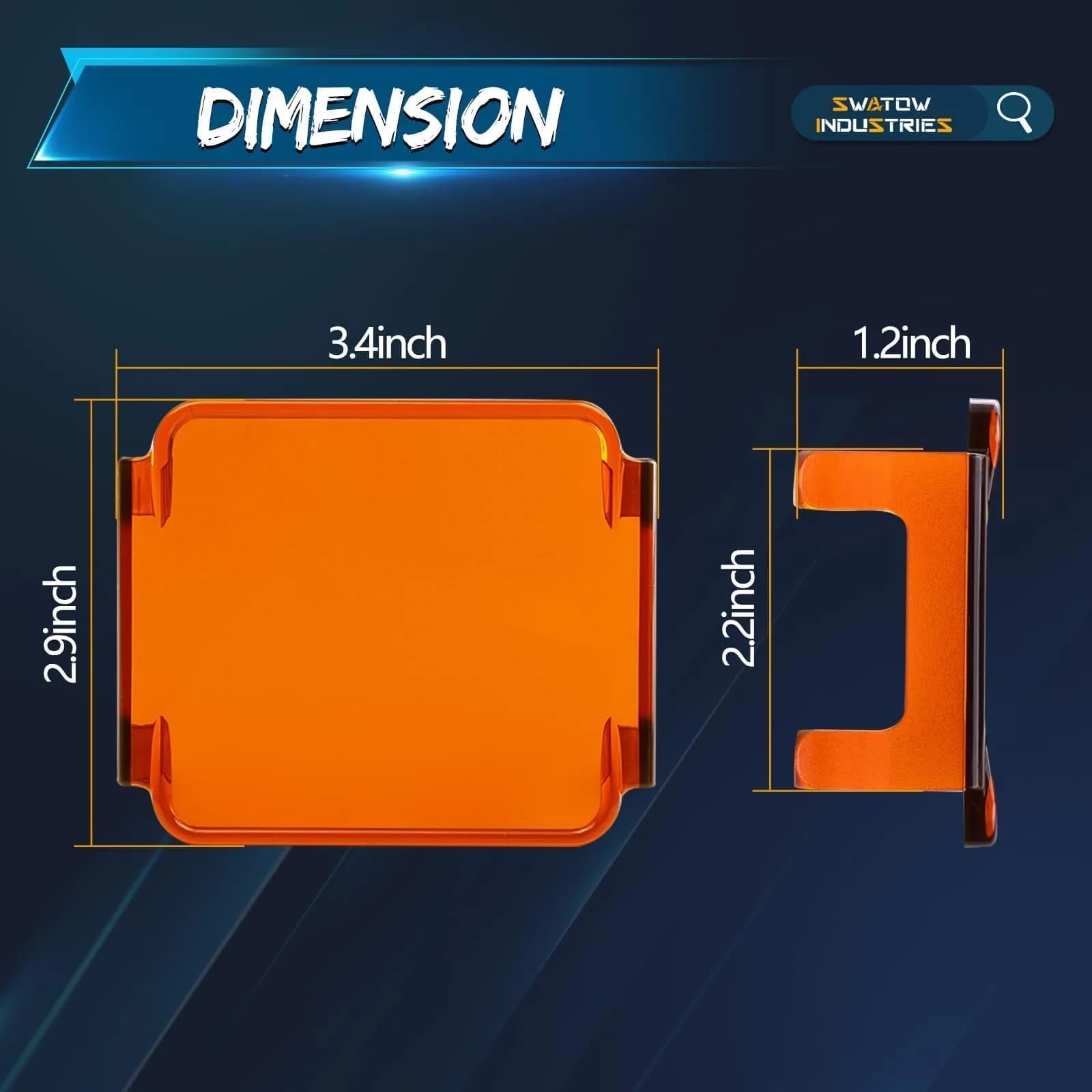 SWATOW INDUSTRIES 3 Inch Amber LED Pod Light Covers (2-Pack) | Street Legal Protection - view 2